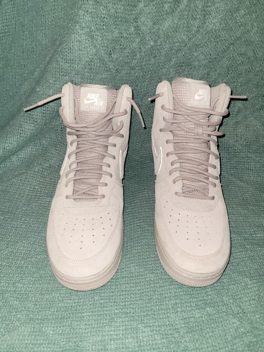 Nike Air Force 1 High Top Sneakers in Light Gray Suede